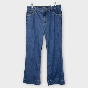 Chico's Denim Trouser Jeans 2.5R Wide Leg Dark Wash 14R Flare Retro Baggy NWT